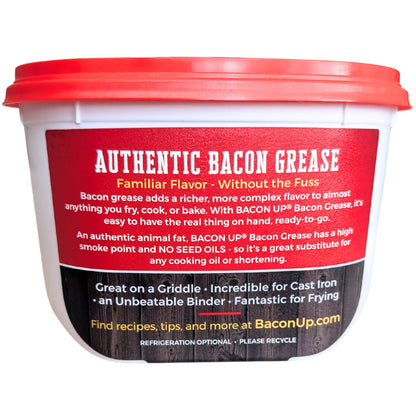 Bacon Up Bacon Grease 14 oz Tub, Fry, Cook, Bake, Griddle & Cast Iron Seasoning, Rendered Animal Fat