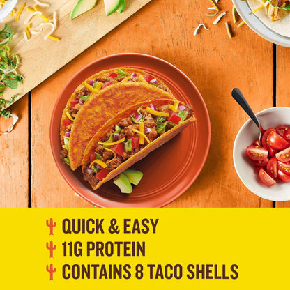 Old El Paso Protein Advantage Taco Shells, Nacho Cheese, 11g Protein, 8 Count, 4.52 oz