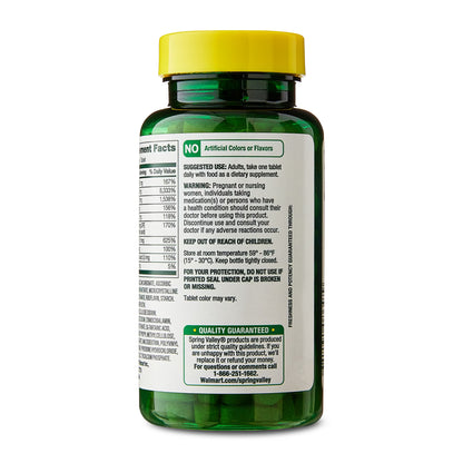 Spring Valley Super Vitamin B-Complex Dietary Supplement, 100 Count, Tablets for Metabolism Support