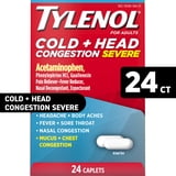 Tylenol Cold + Head Congestion Severe Medicine Caplets, 24 Count.