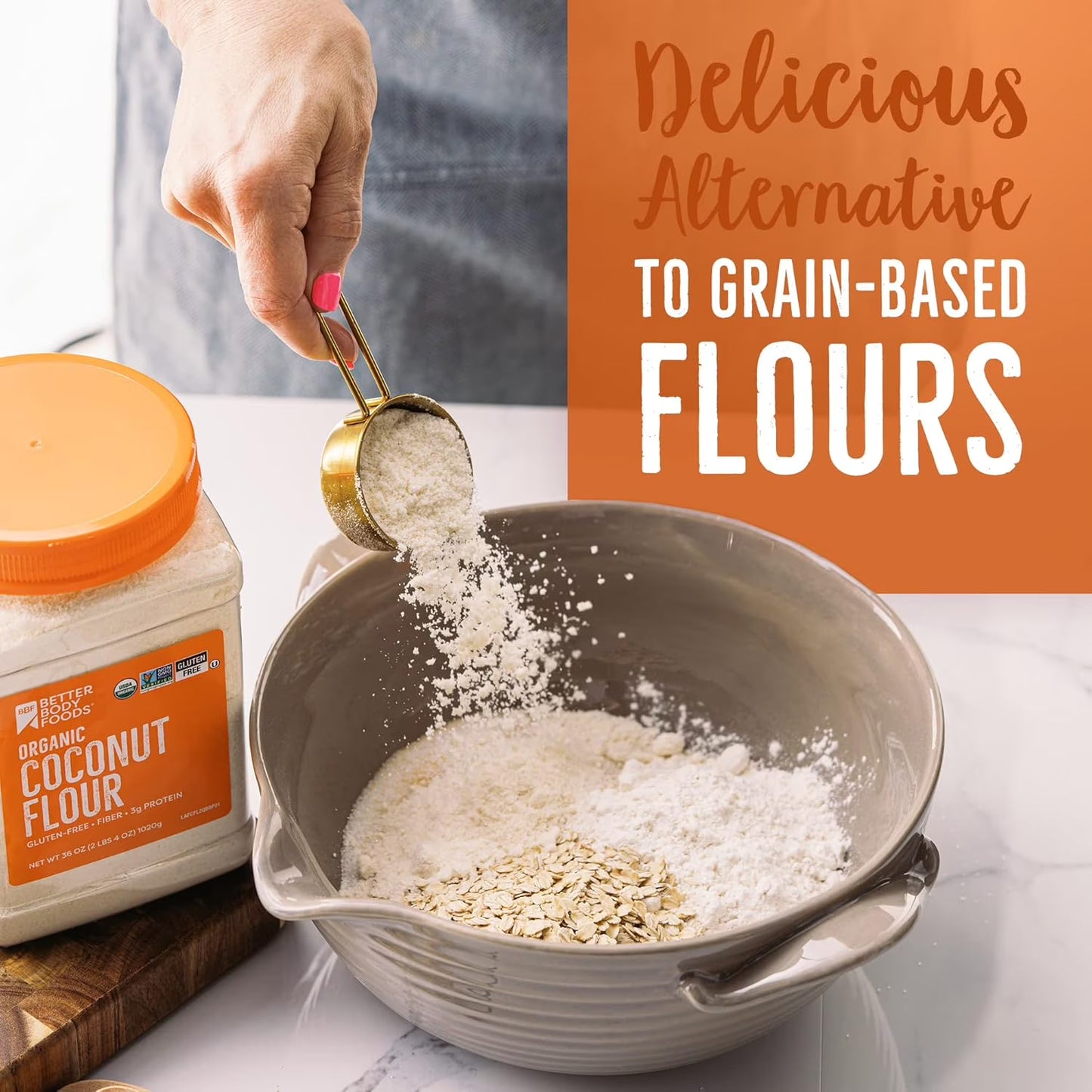 BetterBody Foods Organic Coconut Flour, Grain-Free Flour, 2.25 lbs