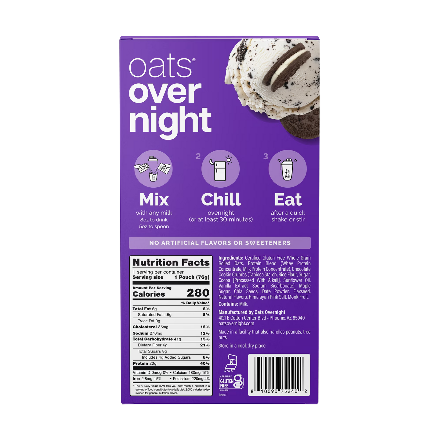 Oats Overnight High Protein Starter Kit - Cookies & Cream with Shaker Bottle