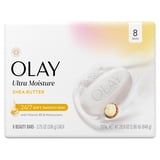 Olay Beauty Bar Soap, Ultra Moisture Shea Butter with Vitamin B3 and Moisturizers, 3.75 oz 8 Bars