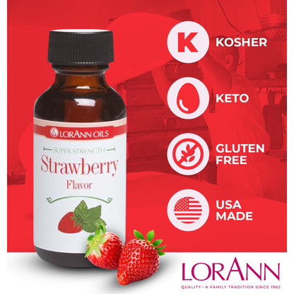 LorAnn Oils Super Strength Flavoring - Used For Candy Making, Flavoring Extracts, Baking, Hard Candy, and Flavor Oils, Strawberry, 1 fl dram