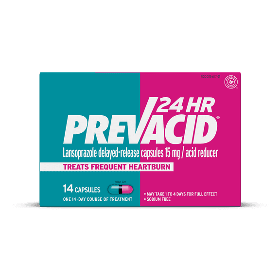 Prevacid 24HR Lansoprazole Delayed-Release Capsules for Heartburn Relief, 15 mg, 14 Count