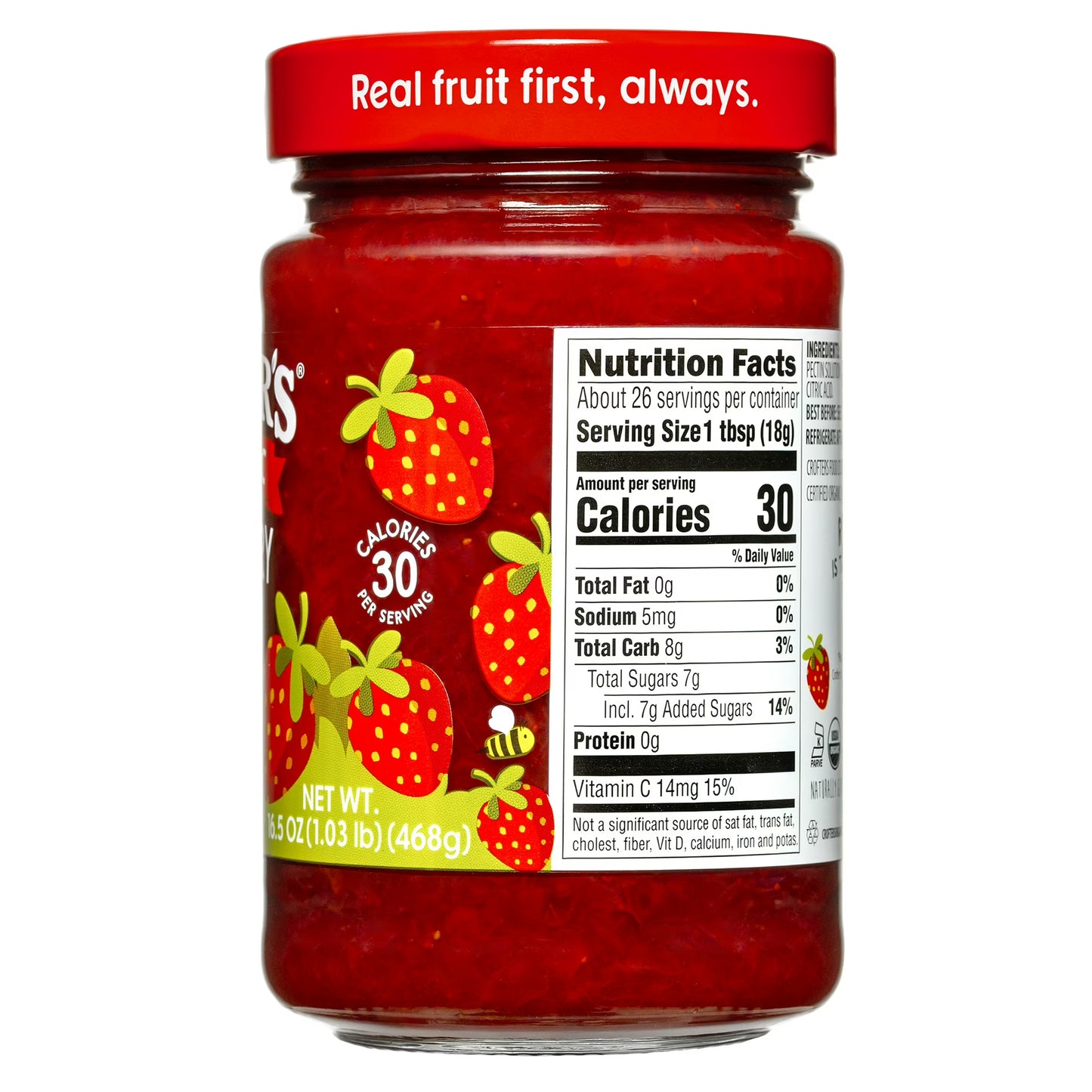 Crofters Fruit Spread Organic Premium Strawberry, 16.5 oz