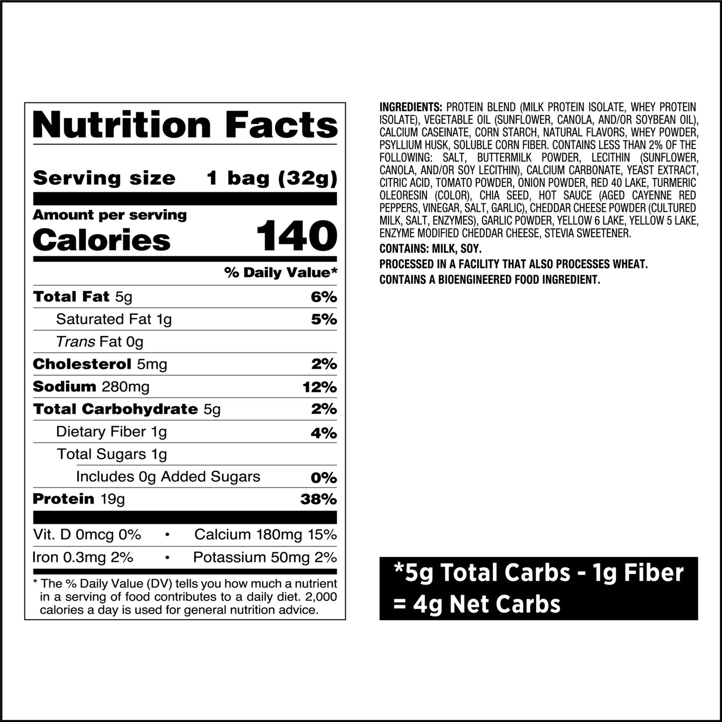 Quest Tortilla Style Protein Chips with 19g of Protein, Hot & Spicy Flavor, 1.1 Oz Bags, 8 Count