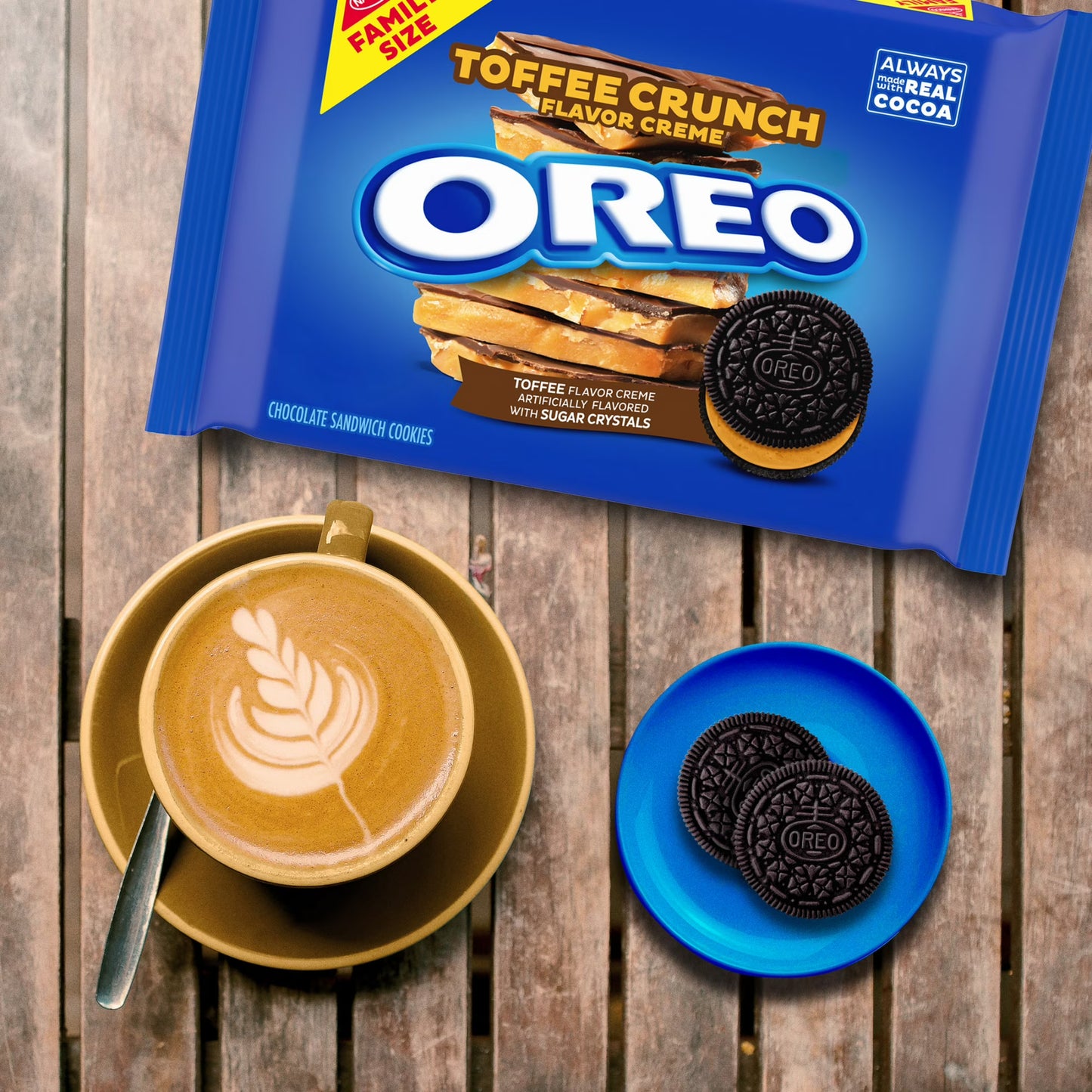 (3 pack) OREO Toffee Crunch Creme with Sugar Crystals Chocolate Sandwich Cookies, Family Size, 17 oz