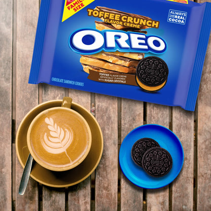 (3 pack) OREO Toffee Crunch Creme with Sugar Crystals Chocolate Sandwich Cookies, Family Size, 17 oz