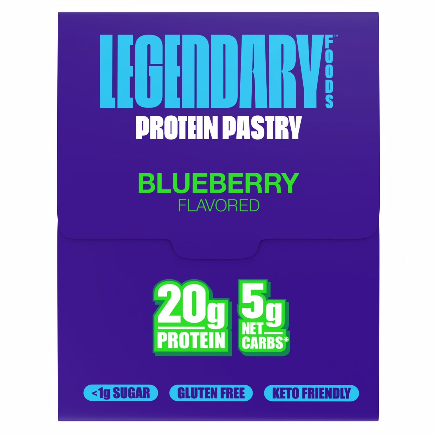 Legendary Foods Blueberry Protein Pastry, 20g Protein, 4 Pack, Keto Friendly, Gluten Free