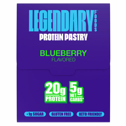 Legendary Foods Blueberry Protein Pastry, 20g Protein, 4 Pack, Keto Friendly, Gluten Free