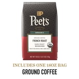 Peet's Coffee Organic French Roast Premium Dark Roast Ground Coffee, Arabica, 18 oz