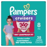 Pampers Diapers - Cruisers 360 degrees - Size 8, 38 Count, up to 100% Leakproof Fit, Designed for Active Babies, Pull On Diaper, EZ Off Tabs Designed for Easy Changes