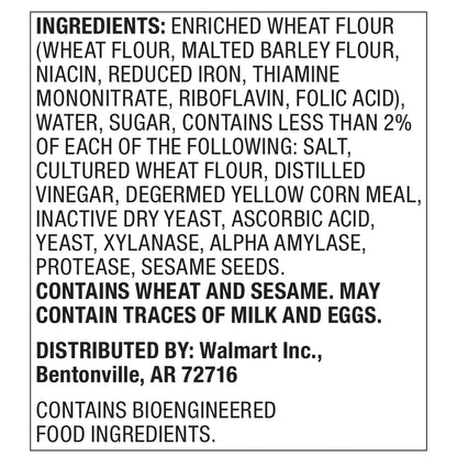 Marketside Fresh Soft Plain Bagels, Wheat and Barley Flour, Shelf-Stable, 22.8 oz, 6 Count