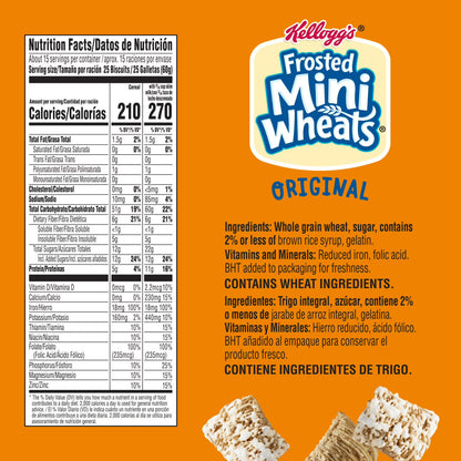 Kellogg's Frosted Mini-Wheats Original Breakfast Cereal, High Fiber, Mega Size, 32 oz
