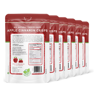 Nature's Turn Freeze-Dried Apple Cinnamon Crisps, No Added Sugar, Healthy Natural Fruit Crisp Snack for School Lunches, 6 Pack (1.2 oz Each)