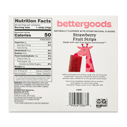 bettergoods Strawberry Fruit Strips, 10 oz, 20 Count