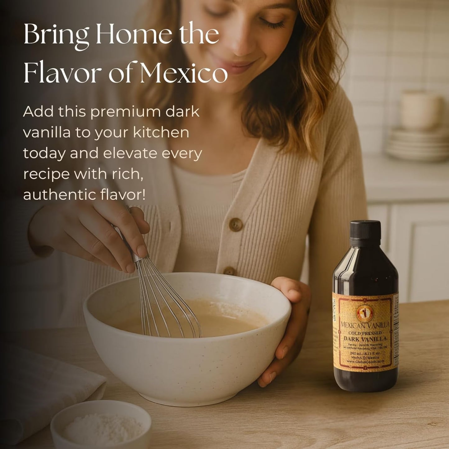 Pure Dark Mexican Vanilla Extract Gluten Free Vanilla for Baking Cakes, Cookies, Desserts, Coffee & Beverages Natural, Bold Flavour 33.81 fl oz bottle