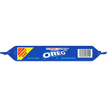 OREO Birthday Cake Creme Chocolate Sandwich Cookies, Family Size, 17 oz