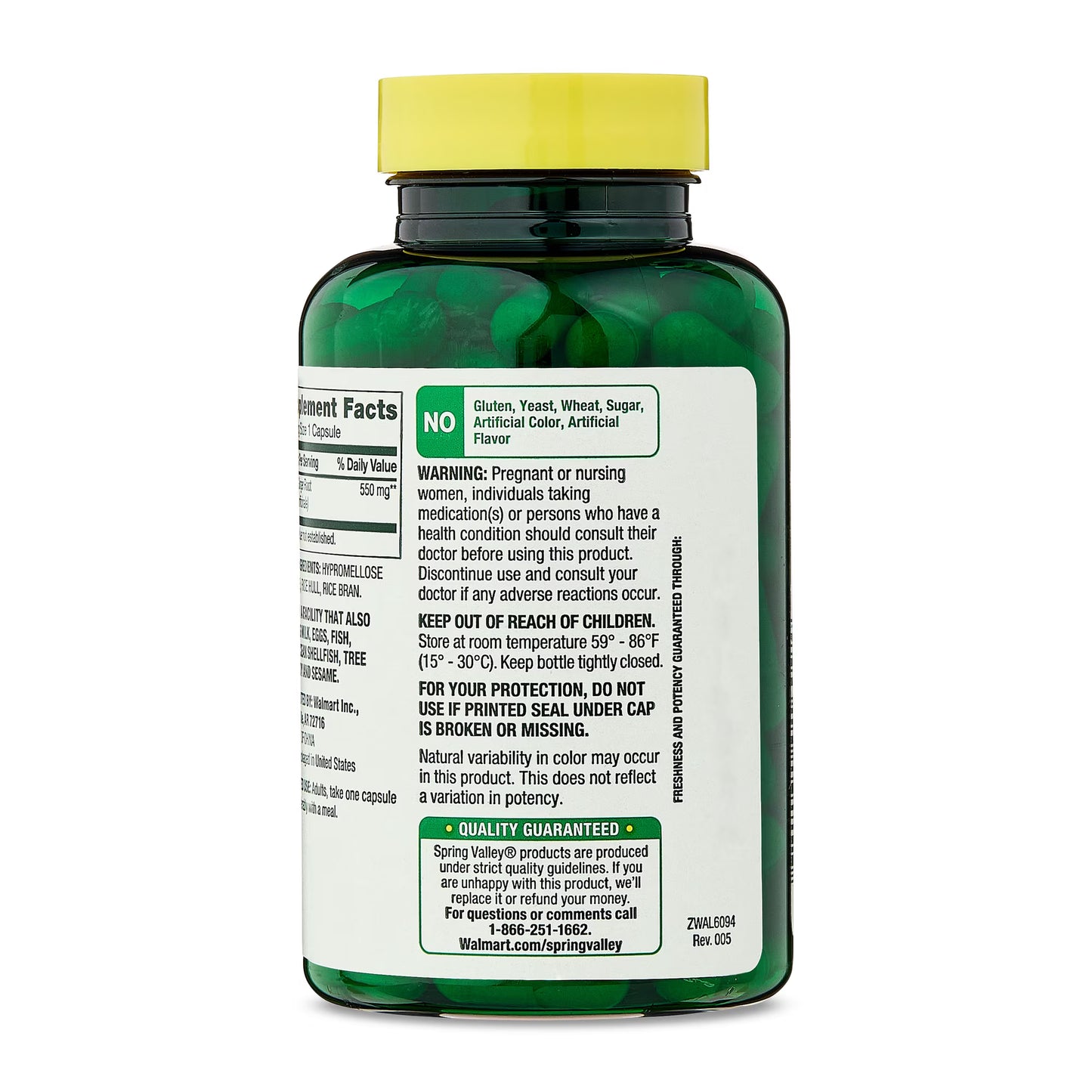 (2 pack) Spring Valley Ginger Root Dietary Supplement Capsules for Digestive Health, 550 mg, 100 Count