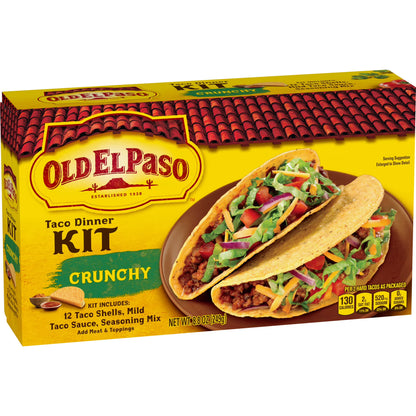 Old El Paso Crunchy Taco Dinner Kit, Easy Meal Prep, 12 Count, 8.8 oz