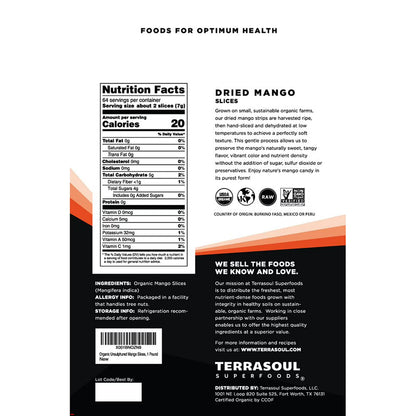 Terrasoul Superfoods Organic Dried Mango Slices, 3 Lbs (1 Lb 3-Pack) - Naturally Sweet & Tart | No-Added Sugar | Healthy Prebiotic