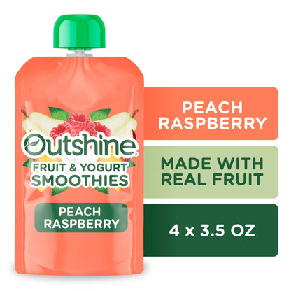 (3 pack) Outshine Fruit and Yogurt On the Go Smoothie Snacks, Peach Raspberry, 3.5 oz Pouches (4 Pack)
