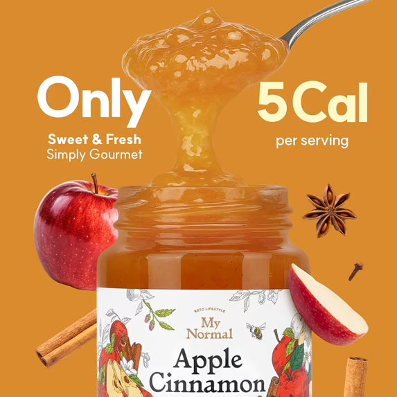 My Normal Low Calorie Apple Cinnamon Jam – Diabetic-Friendly, Apple 50% Fruit Jelly with Allulose, Keto & Zero Sugar Jam - Only 6 Ingredients, No Artificial Additives (320g, 11.28 oz)