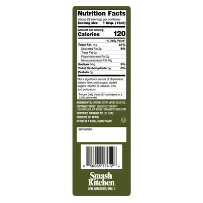 Smash Kitchen Organic Classic Extra Virgin Olive Oil, 16.9 fl oz
