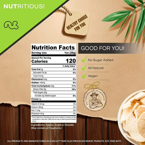 Nut Cravings Sun Dried Apple Rings: Slices, Unsweetened and All Natural (80oz)