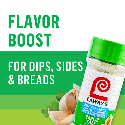 Lawry's Kosher 25% Less Sodium Garlic Salt With Parsley, 5.62 oz Bottle