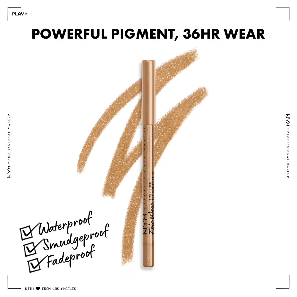 NYX Professional Makeup Epic Wear Liner Sticks, Long-Lasting Waterproof Eyeliner Pencil, Gold Plated, 1 Count