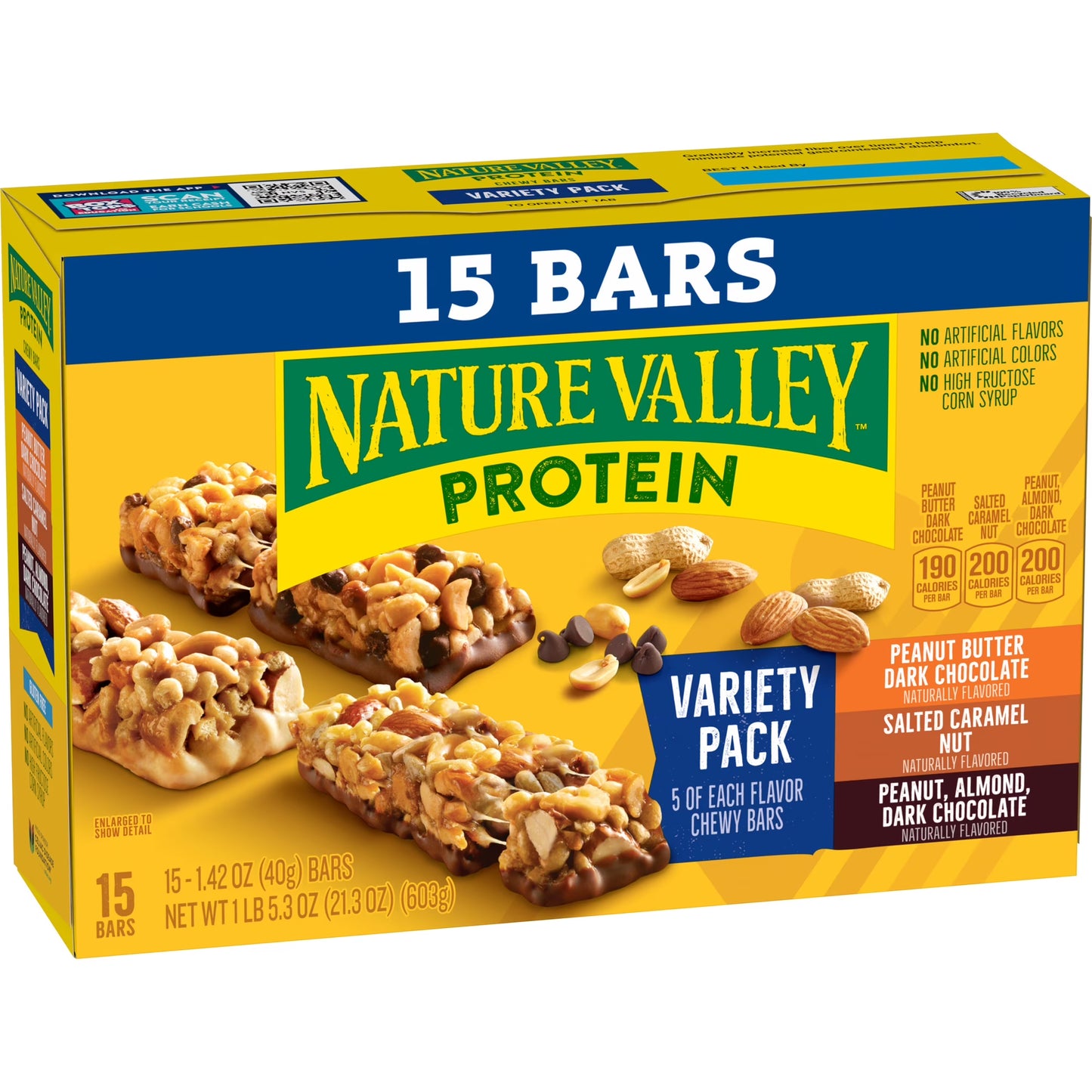Nature Valley Protein Chewy Snack Bars, Variety Pack, 15 Bars, 21.3 oz