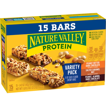 Nature Valley Protein Chewy Snack Bars, Variety Pack, 15 Bars, 21.3 oz