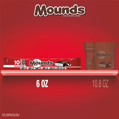 MOUNDS Coconut and Dark Chocolatey Snack Size, Candy Bars, 0.6 oz (10 Count)