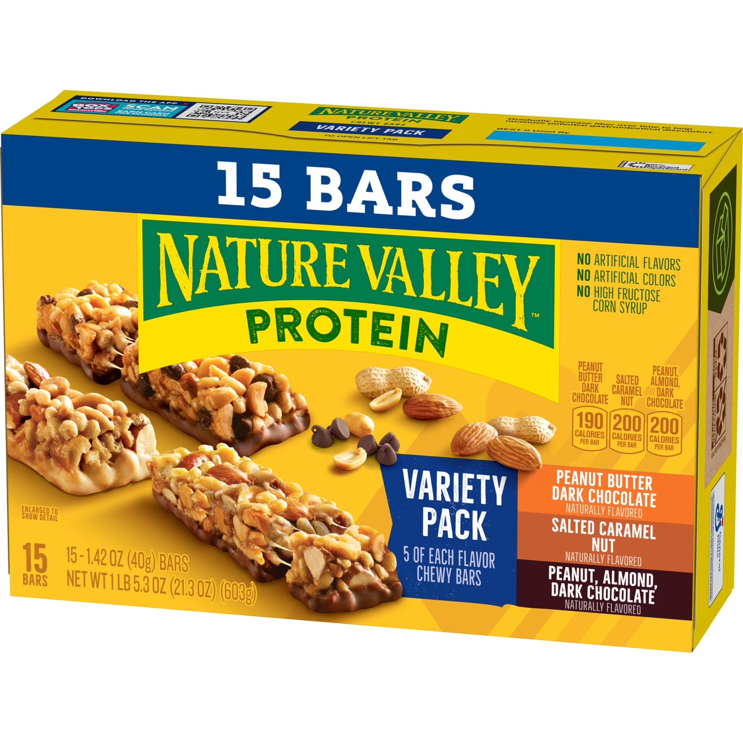 Nature Valley Protein Chewy Snack Bars, Variety Pack, 15 Bars, 21.3 oz