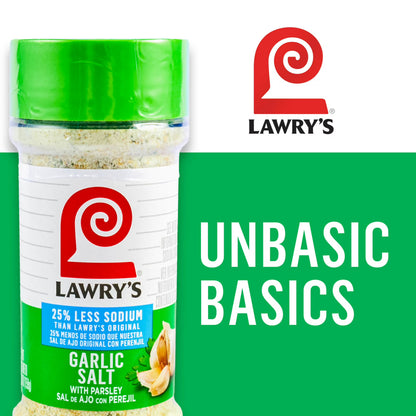 Lawry's Kosher 25% Less Sodium Garlic Salt With Parsley, 5.62 oz Bottle