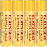 Burts Bees 100% Natural Origin Moisturizing Lip Balm, Original Beeswax, 4 Tubes