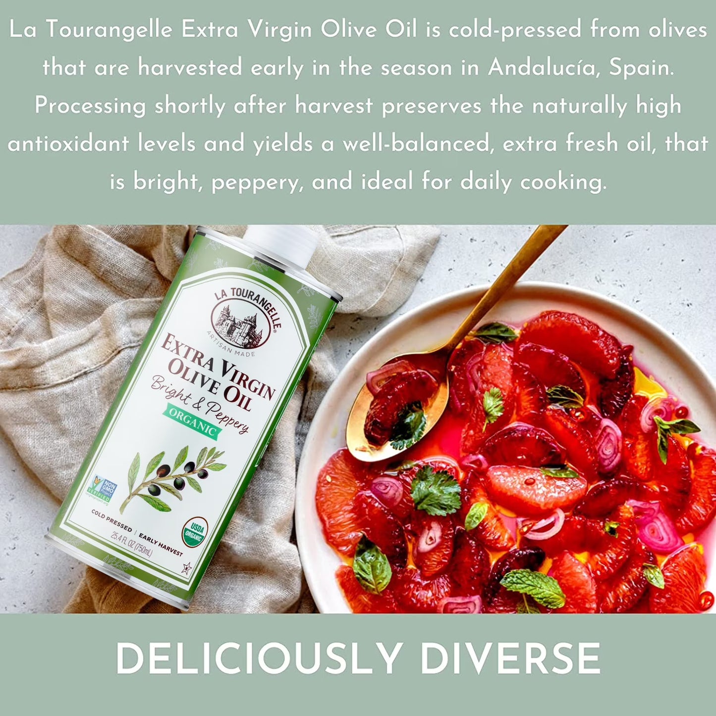 La Tourangelle Organic Extra Virgin Olive Oil, 25.4 fl oz (750 ml)