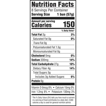 Oroweat Whole Wheat Hot Dog Buns, 8 count, Hot Dog Buns, 16 oz Bag