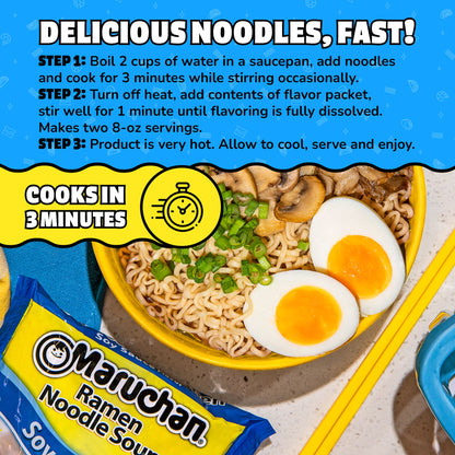 Maruchan Ramen Noodle Soup, Soy Sauce Flavor Instant Noodles, 3 oz