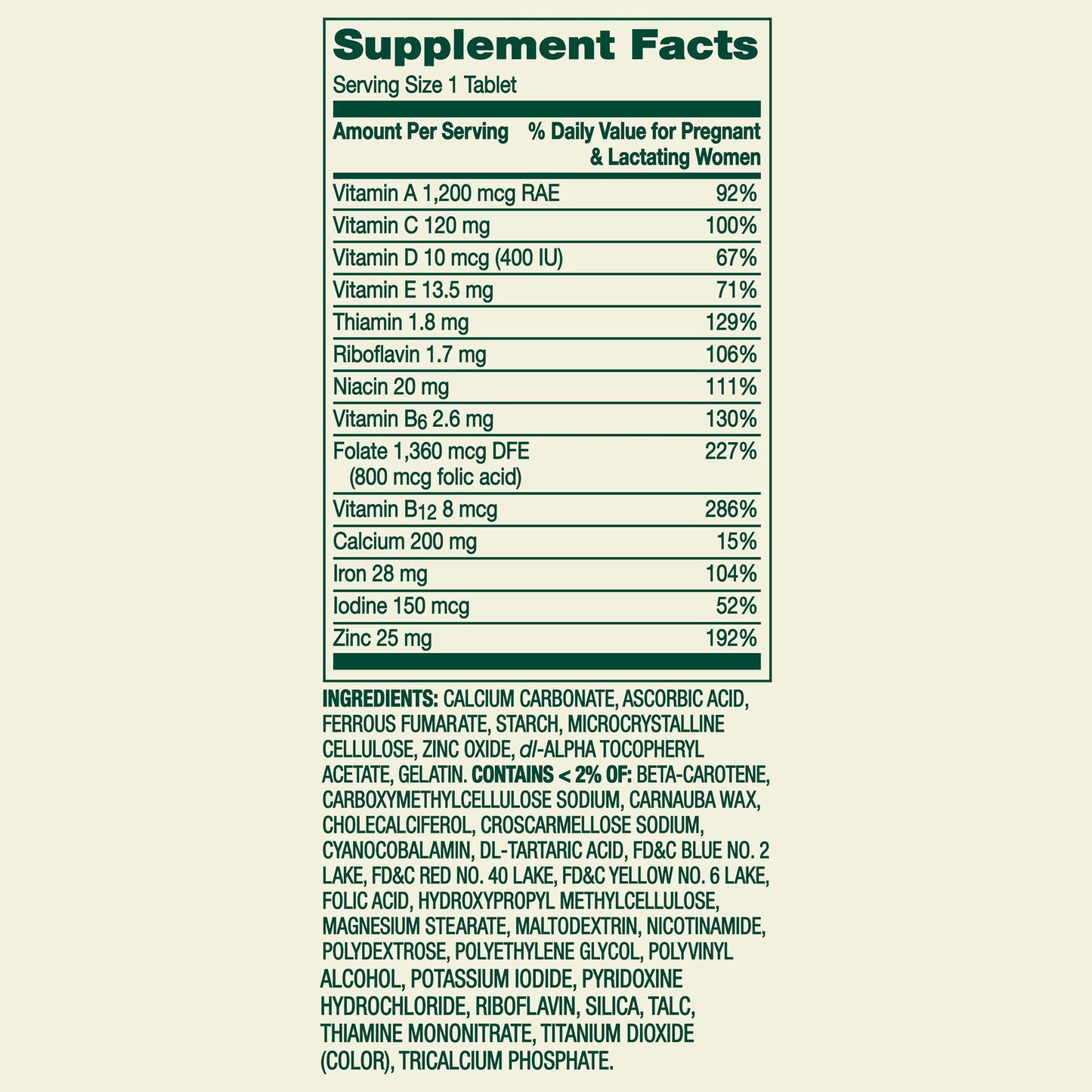 Spring Valley Prenatal Multivitamin/Multimineral for Pregnant and Nursing Women Dietary Supplement Tablets, 100 Count