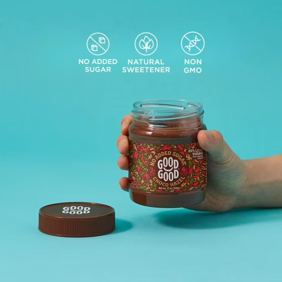 GOOD GOOD Choco Hazelnut Spread with Cocoa, No Added Sugar, 12 oz