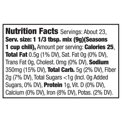 McCormick Chili Seasoning Mix, 7.3 oz Bottle