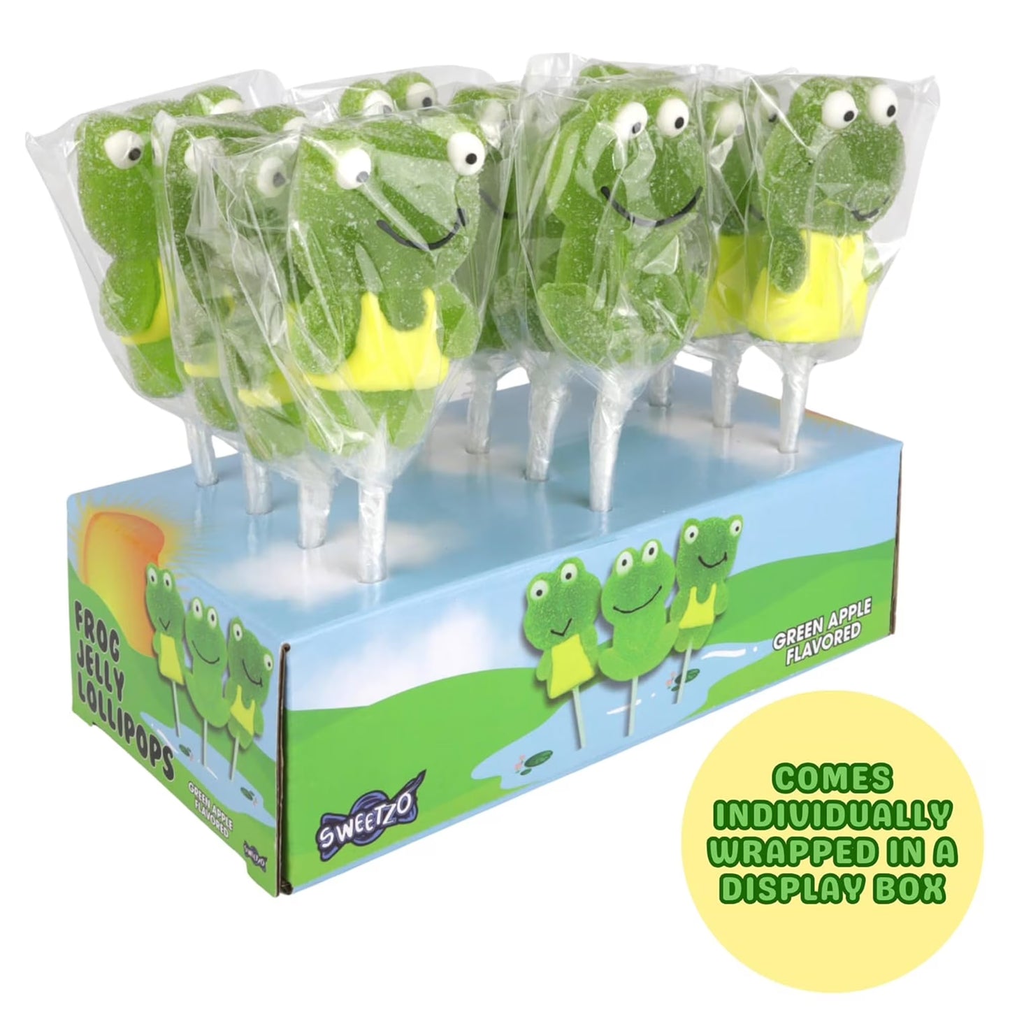 Frog Jelly Lollipops, Gummy Birthday Party Candy, 12 Count, 15 Ounce Box