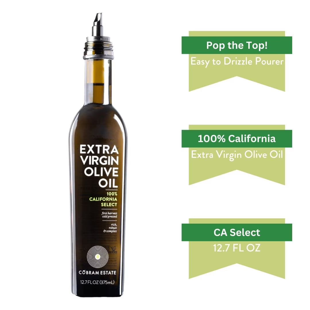 Cobram Estate 100% California Select Extra Virgin Olive Oil, 12.7 fl oz Bottle – First Harvest Cold Pressed, Easy-Pour Cooking Oil