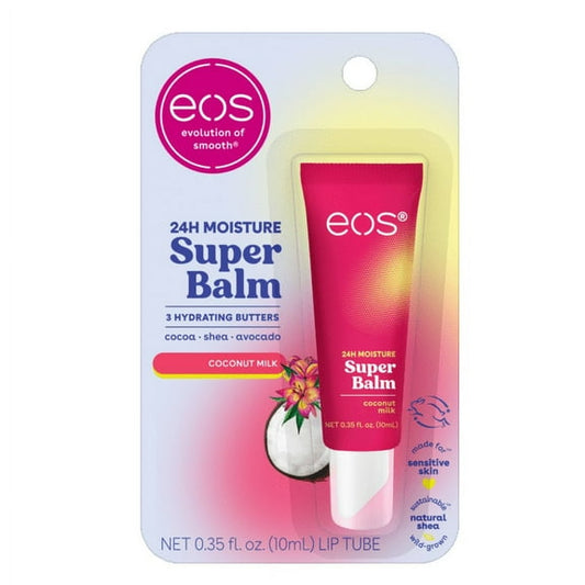 Eos 24H Moisture Super Balm- Coconut Milk, Lip Sleeping Mask, 0.35 fl oz (1 Pack)