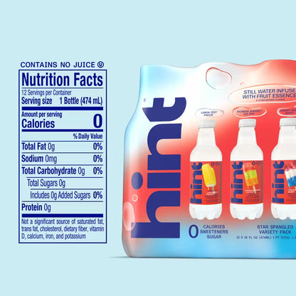 Hint Fruit-Infused Bottled Water, Summer Classics Variety Pack - Sugar Free Flavored Water with Zero Calories, Natural Fruit Essences, and No Artificial Sweeteners - 16 Fl Oz (Pack of 12)