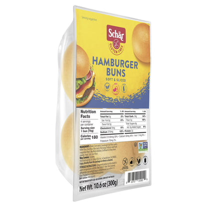 Schar Gluten Free Hamburger Buns, Shelf-Stable, 10.6 oz (4 Count)