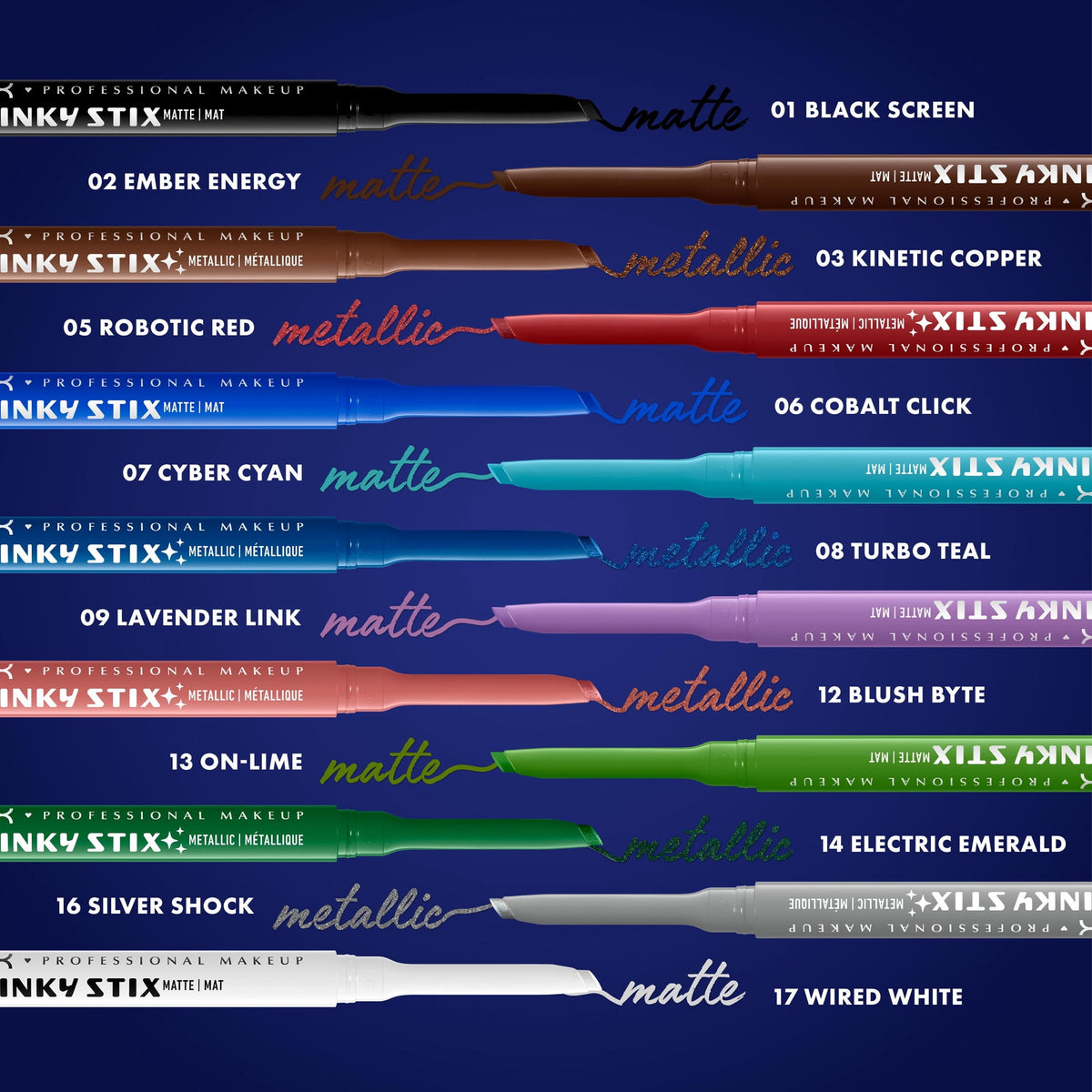 NYX Professional Makeup Epic Inky Stix Mechanical Cream Matte Gel Eyeliner, Ember Energy 02